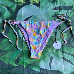 NEW B.Swim x Elizabeth Turner Revolve Floral Jade Blossom Bikini Bottom Large